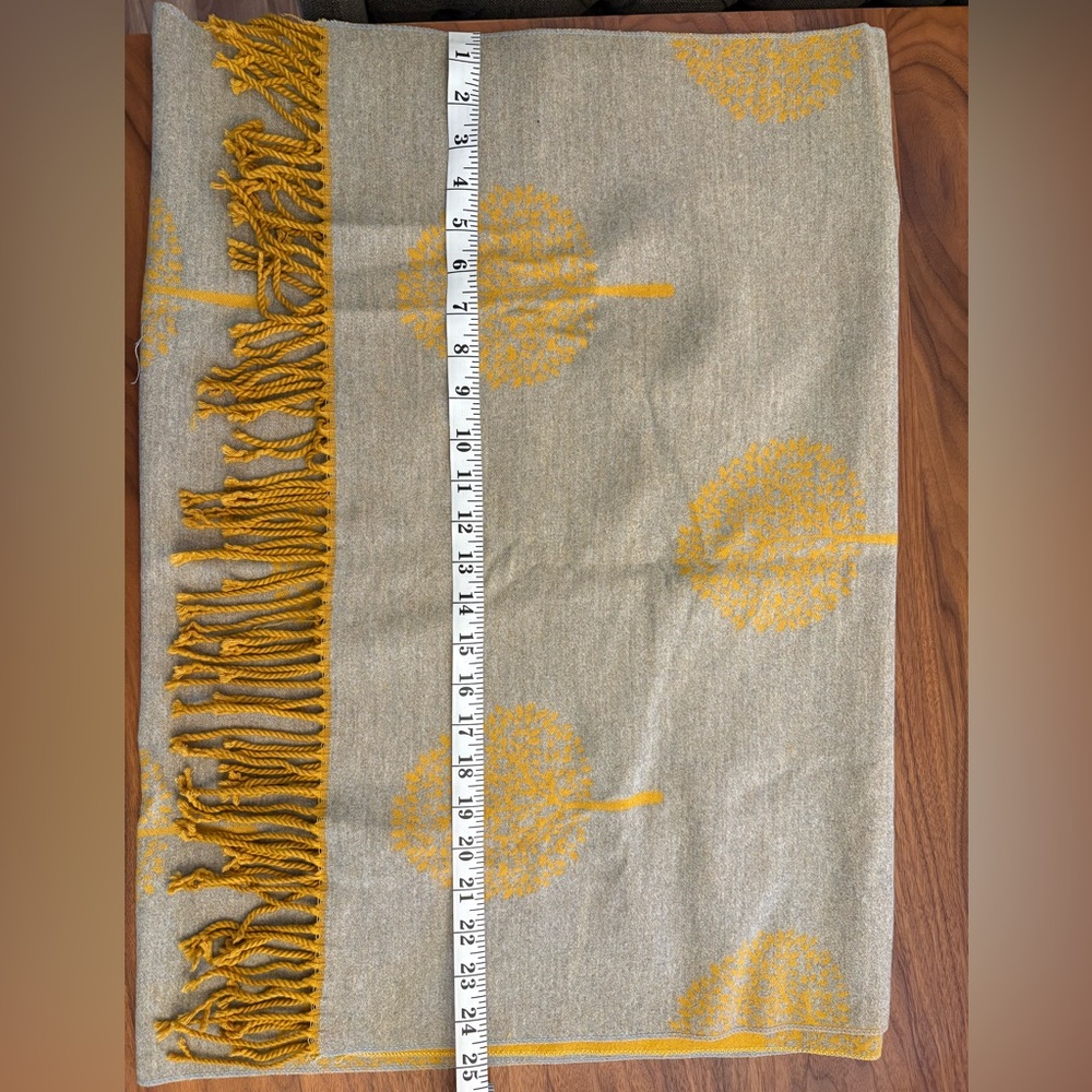 Yellow And Gray Reversible Tree Pattern Scarf - image 8